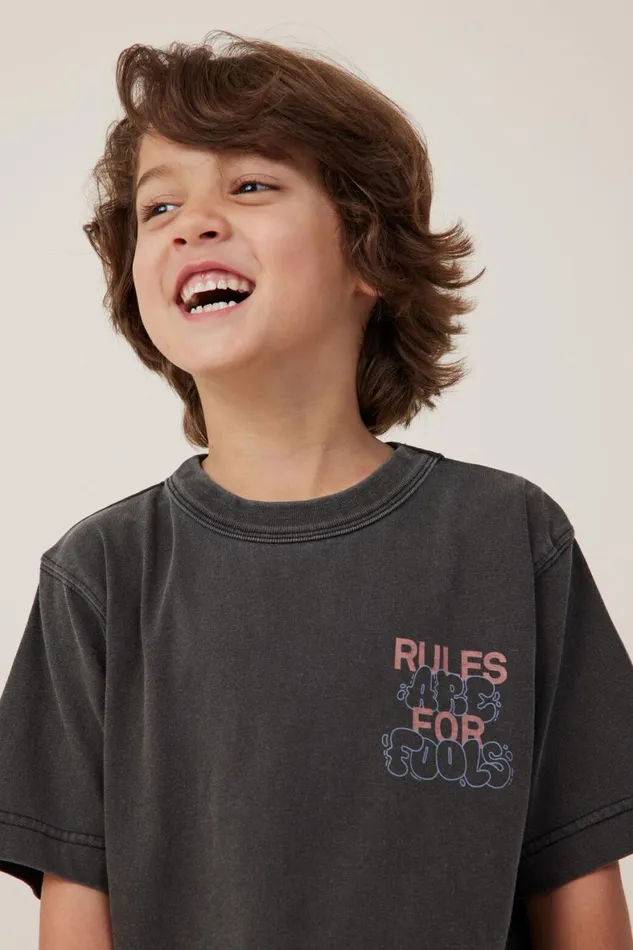 Boys 214 Tops and TShirts Cotton On Jonny Short Sleeve Print Tee Phantomclay Pigeon Rules Are For Fools