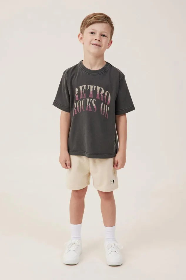 Boys 214 Tops and TShirts Cotton On Jonny Short Sleeve Print Tee Phantomretro Rocks On