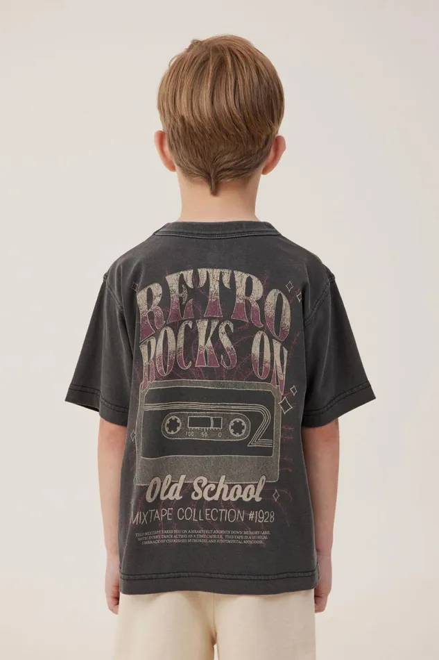 Boys 214 Tops and TShirts Cotton On Jonny Short Sleeve Print Tee Phantomretro Rocks On