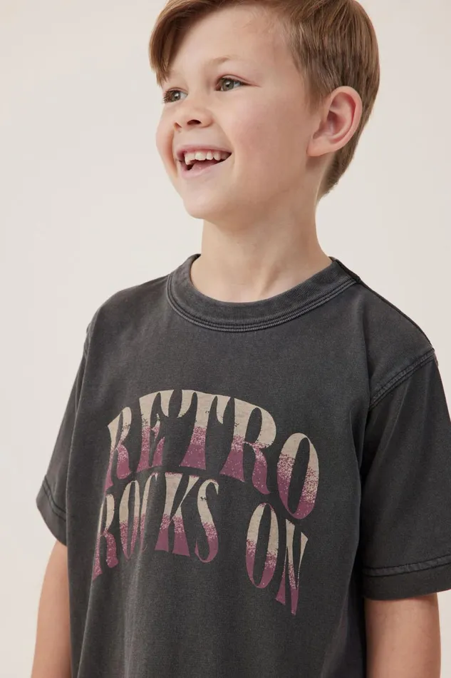 Boys 214 Tops and TShirts Cotton On Jonny Short Sleeve Print Tee Phantomretro Rocks On