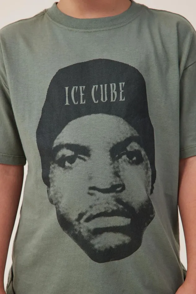 Boys 214 Tops and TShirts Cotton On License Drop Shoulder Short Sleeve Tee Lcn Mt Swag Greenice Cube Face