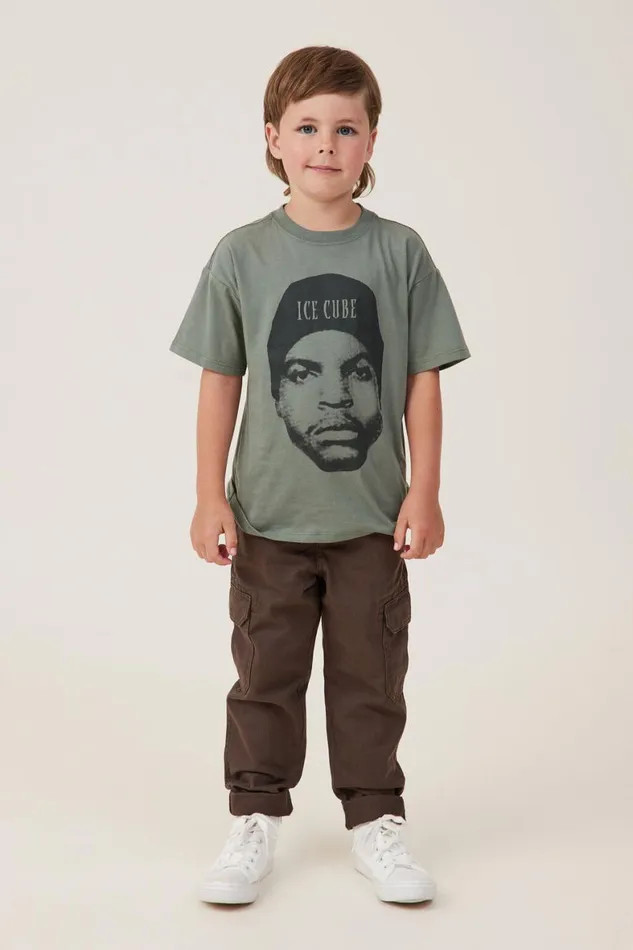 Boys 214 Tops and TShirts Cotton On License Drop Shoulder Short Sleeve Tee Lcn Mt Swag Greenice Cube Face