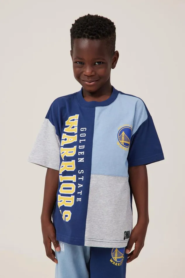 Boys 214 Tops and TShirts Cotton On License Drop Shoulder Short Sleeve Tee Lcn Nba Petty Bluewarriors Colour Block Boys 214 Tops and TShirts Cotton On License Drop Shoulder Short Sleeve Tee Lcn Nba Petty Bluewarriors Colour Block