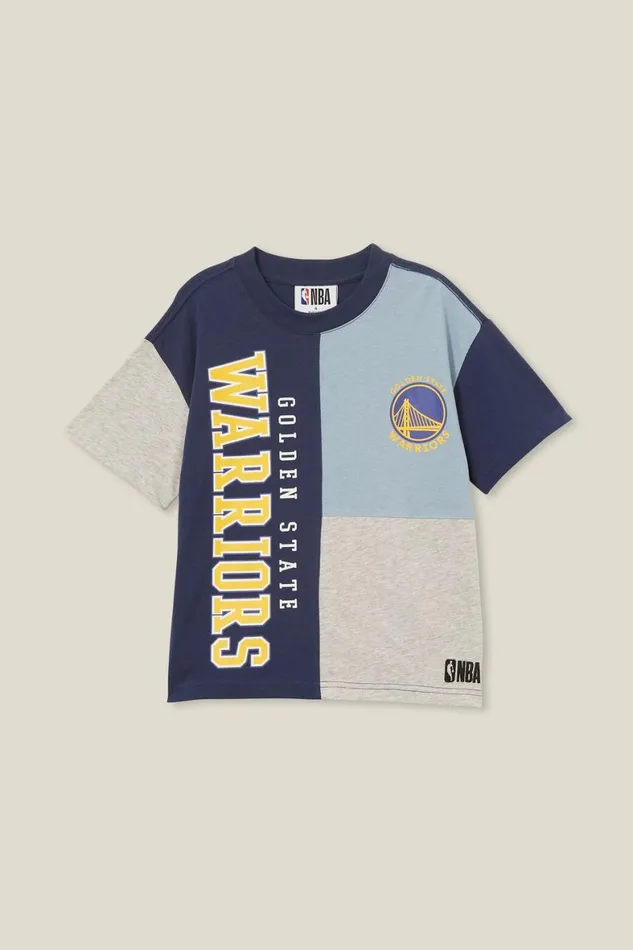 Boys 214 Tops and TShirts Cotton On License Drop Shoulder Short Sleeve Tee Lcn Nba Petty Bluewarriors Colour Block