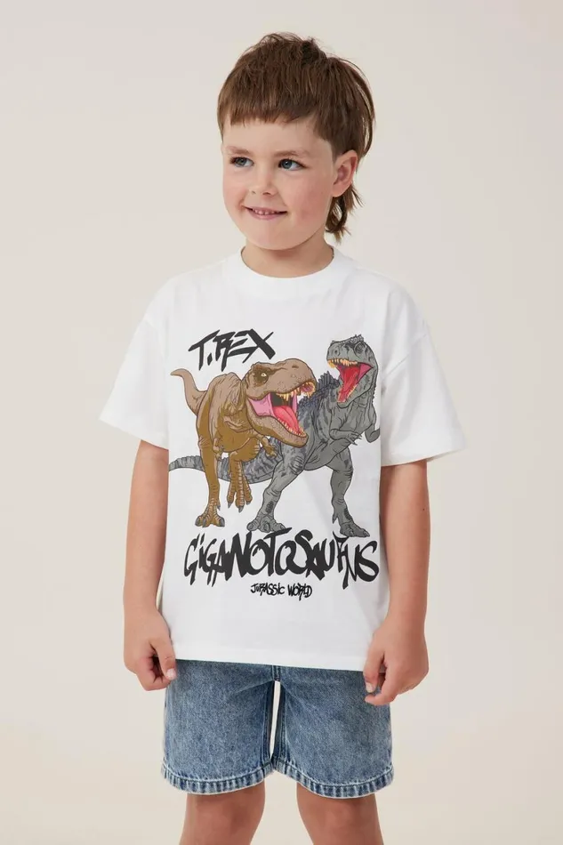 Boys 214 Tops and TShirts Cotton On License Drop Shoulder Short Sleeve Tee Lcn Uni Vanillajurassic World Friends