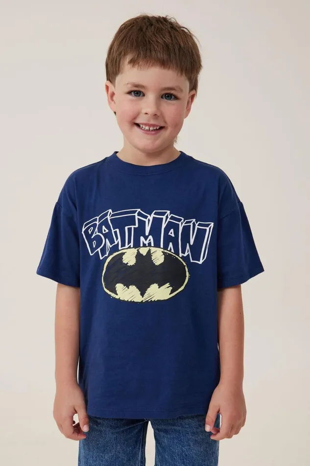 Boys 214 Tops and TShirts Cotton On License Drop Shoulder Short Sleeve Tee Lcn Wb In The Navybatman Crime Fighter Boys 214 Tops and TShirts Cotton On License Drop Shoulder Short Sleeve Tee Lcn Wb In The Navybatman Crime Fighter
