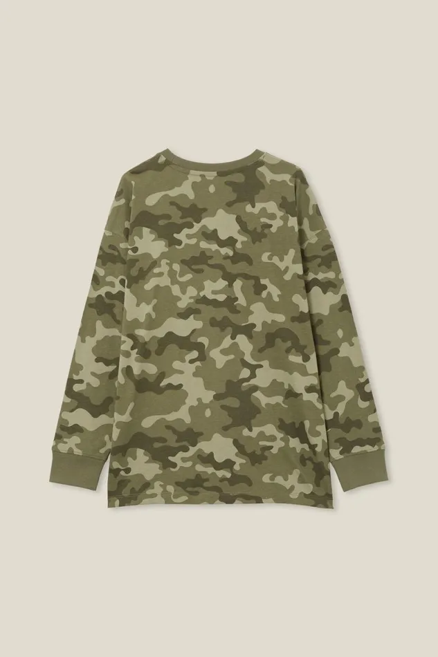 Boys 214 Tops and TShirts Cotton On The Eddy Essential Long Sleeve Tee Camo Yardage