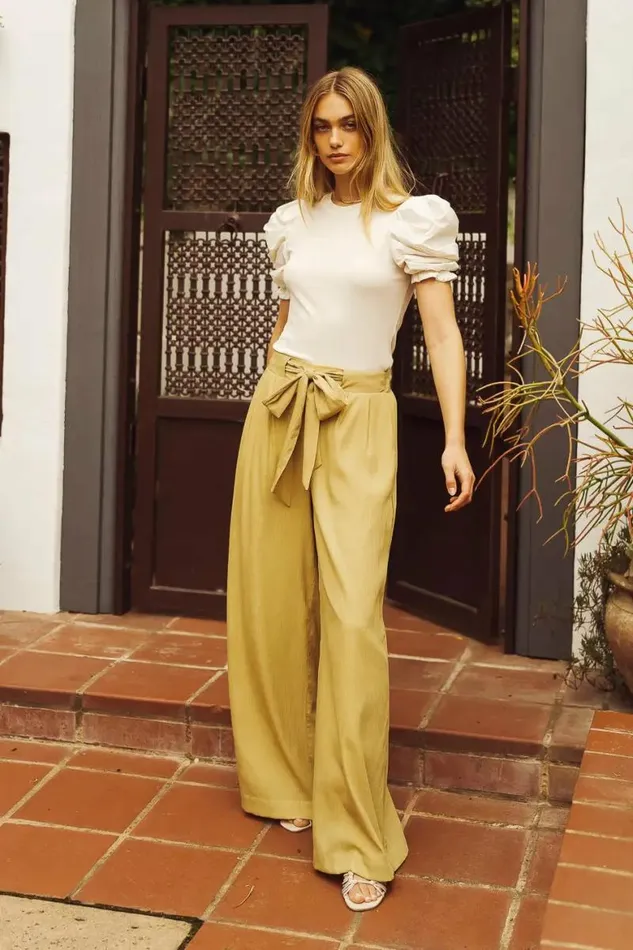 Brecken Wide Leg Pants In Green Green Women Bohme Pants