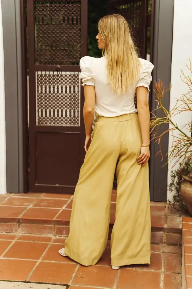 Brecken Wide Leg Pants In Green Green Women Bohme Pants