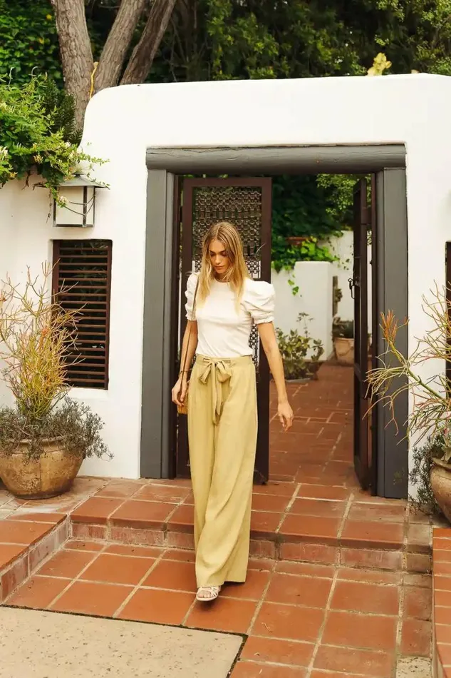 Brecken Wide Leg Pants In Green Green Women Bohme Pants