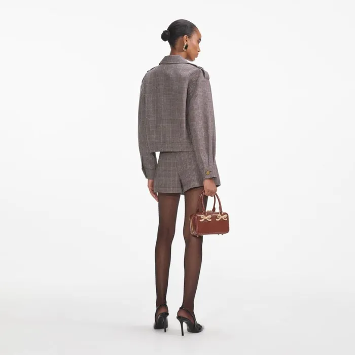 Brown Check Mini Skort Women Self Portrait Bottoms Brown Check Mini Skort Women Self Portrait Bottoms