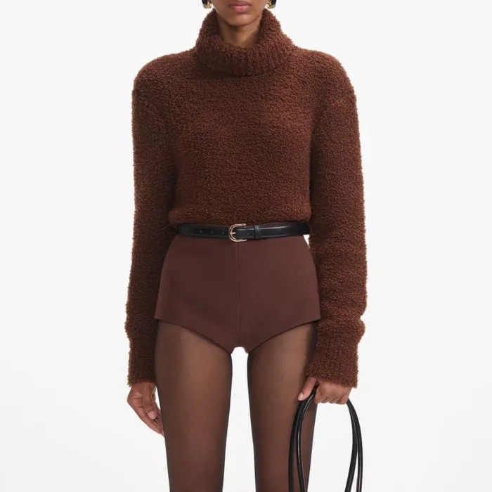 Brown Fluffy Knit Jumper Women Self Portrait Tops Brown Fluffy Knit Jumper Women Self Portrait Tops