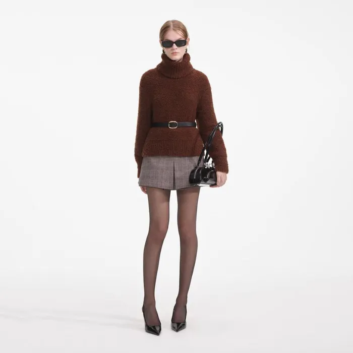 Brown Fluffy Knit Jumper Women Self Portrait Tops Brown Fluffy Knit Jumper Women Self Portrait Tops