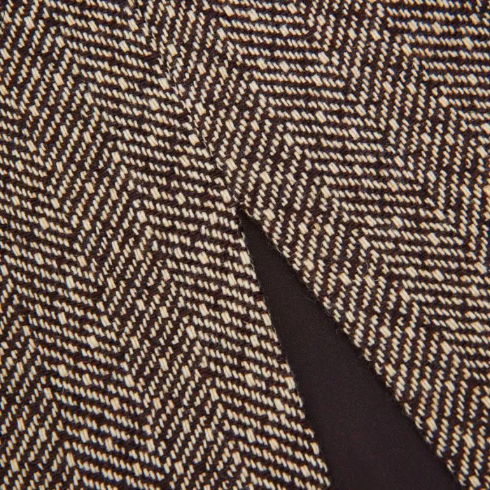 Brown Herringbone Midi Skirt Women Self Portrait Bottoms Brown Herringbone Midi Skirt Women Self Portrait Bottoms