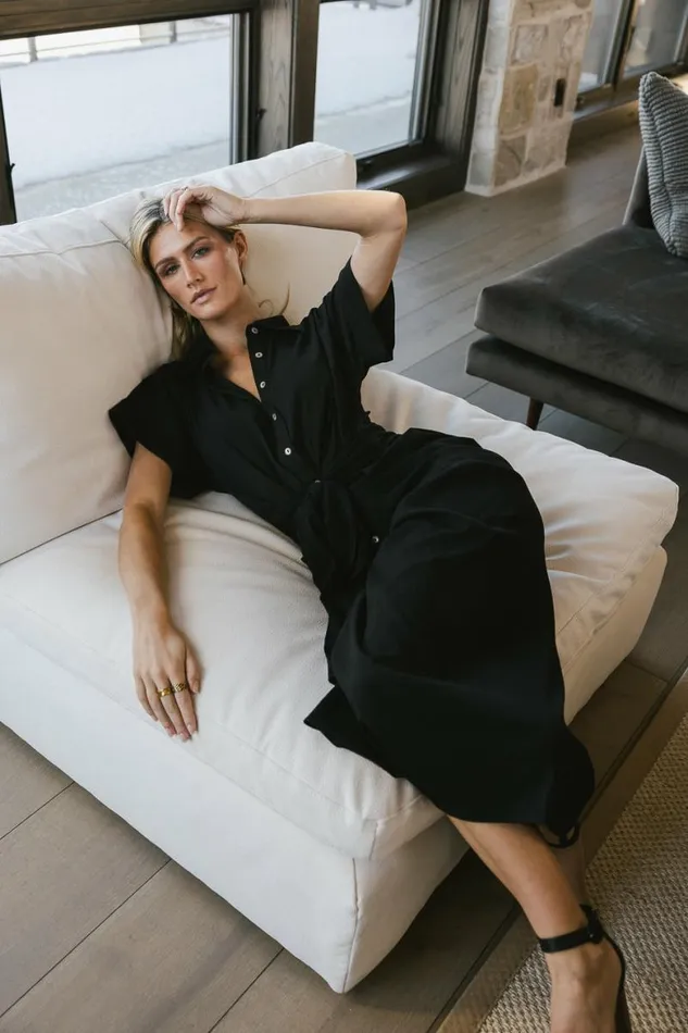 Brynlee Ruched Dress In Black Black Women Bohme Dresses