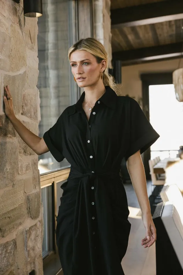 Brynlee Ruched Dress In Black Black Women Bohme Dresses