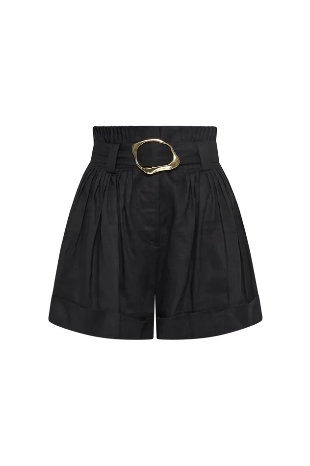 Byblos Belted Linen Short Black Women Aje Shorts