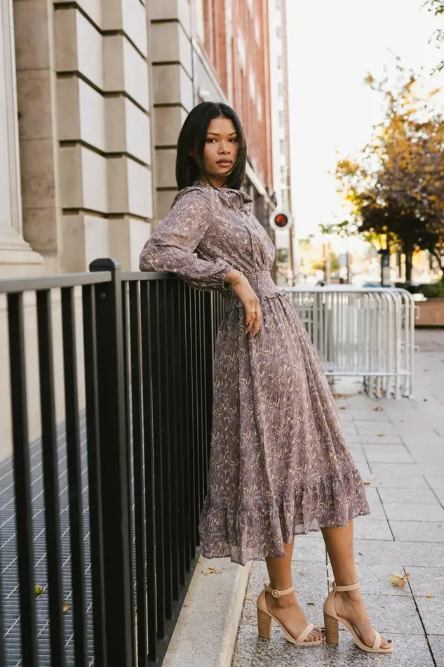 Cailin Printed Maxi Dress Taupe Women Bohme Dresses