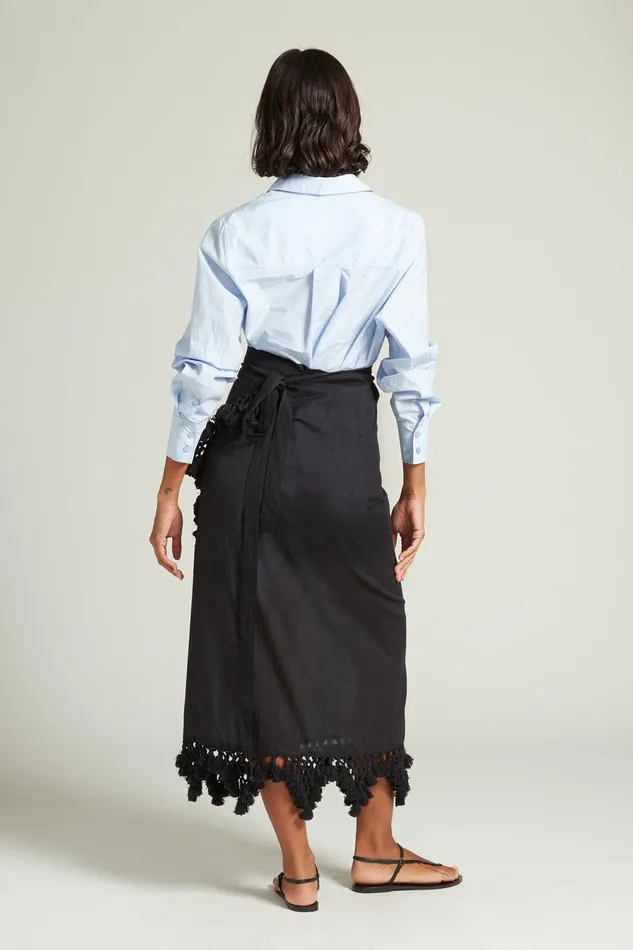 Capri Crocheted Wrap Skirt Caviar Women Chan Luu Bottoms