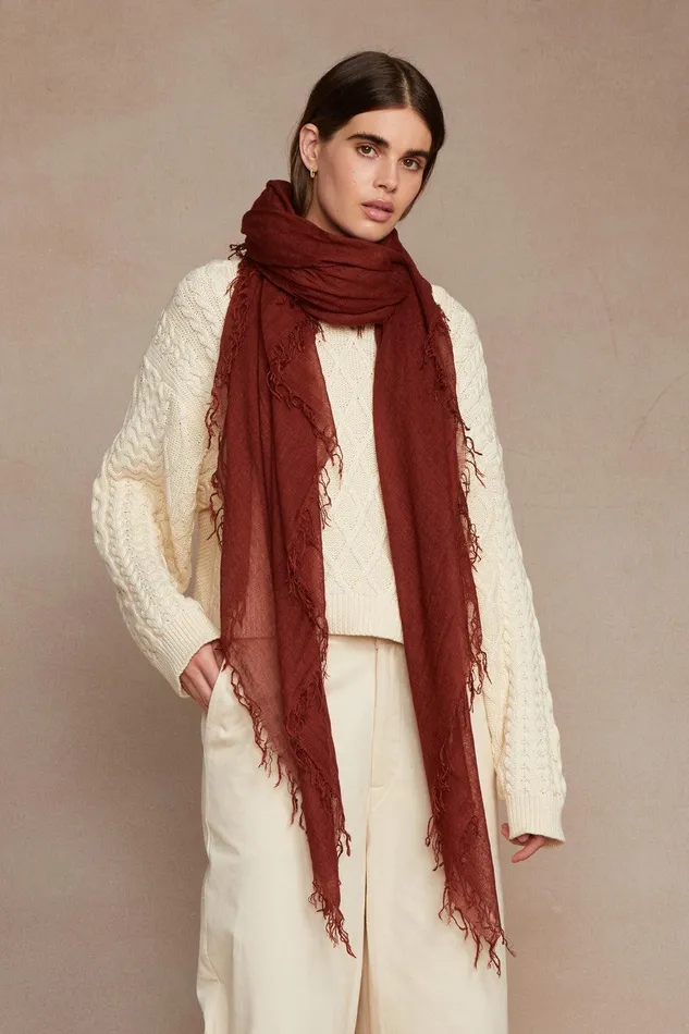 Cashmere And Silk Scarf Fired Brick Women Chan Luu Scarves