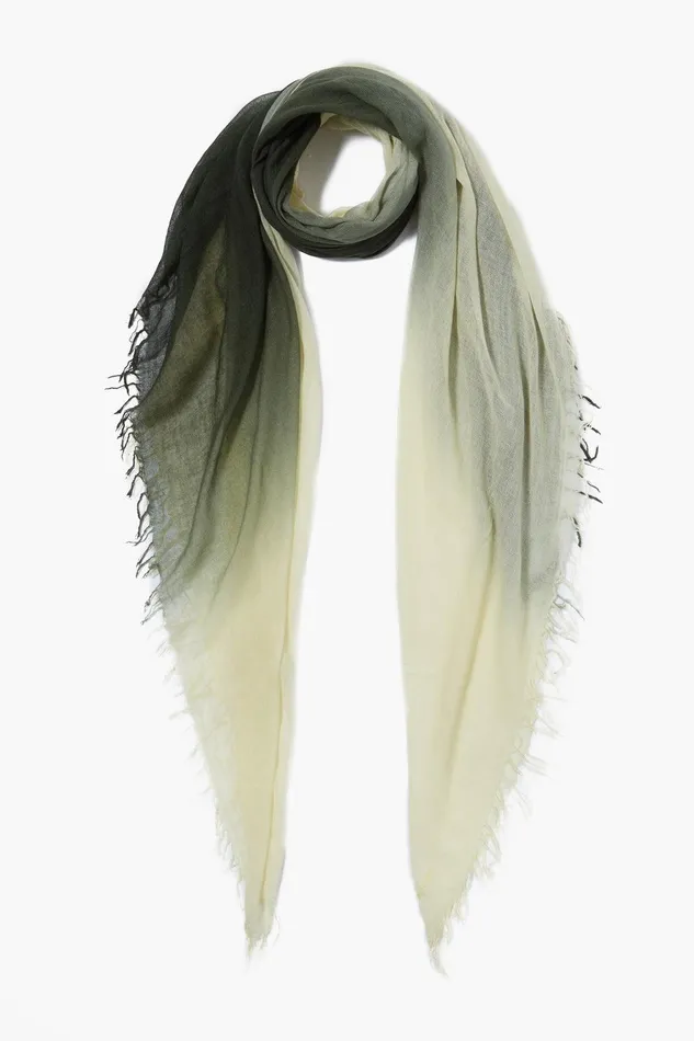 Cashmere And Silk Scarf Kombu Green Dip Dyed Women Chan Luu Scarves