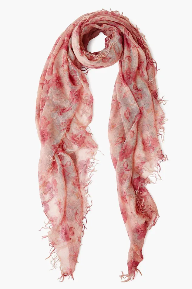 Cashmere And Silk Scarf Mauve French Floral Women Chan Luu Scarves