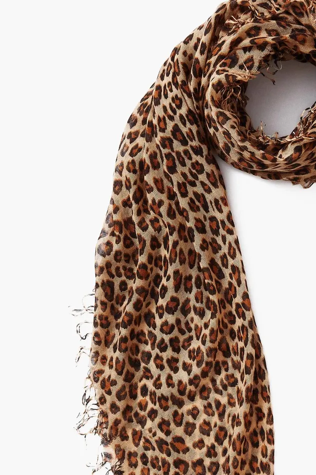 Cashmere And Silk Scarf Roasted Pecan Leopard Women Chan Luu Scarves