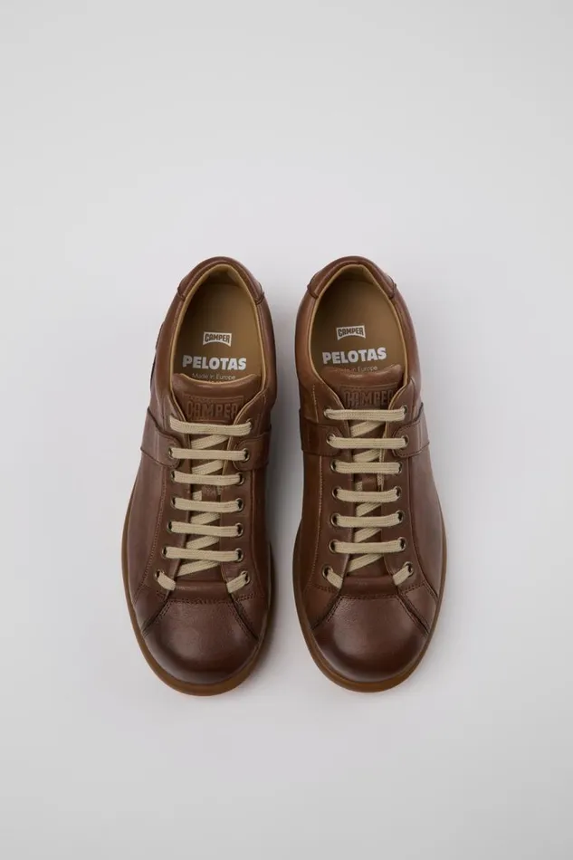 Casual Shoes Men Camper Pelotas Brown Leather Shoes