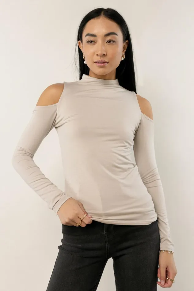 Cathy Open Shoulder Top In Cream 8211 FINAL SALE Cream Women Bohme Tees and Tanks