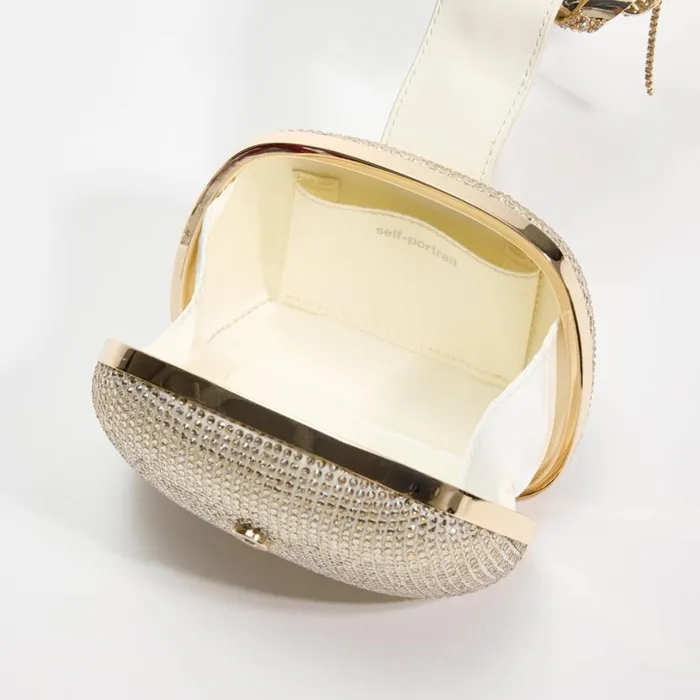 Champagne Rhinestone Top Handle Clutch Bag Women Self Portrait Clutch Bags Champagne Rhinestone Top Handle Clutch Bag Women Self Portrait Clutch Bags