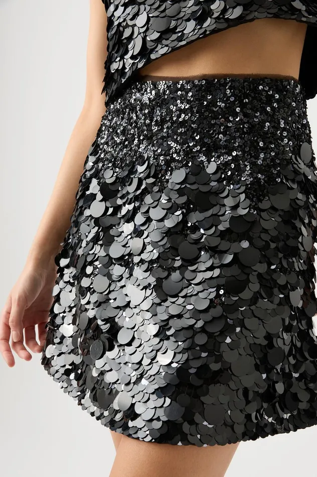 Cherie Sequin Mini Skirt Black Women Aje Skirts
