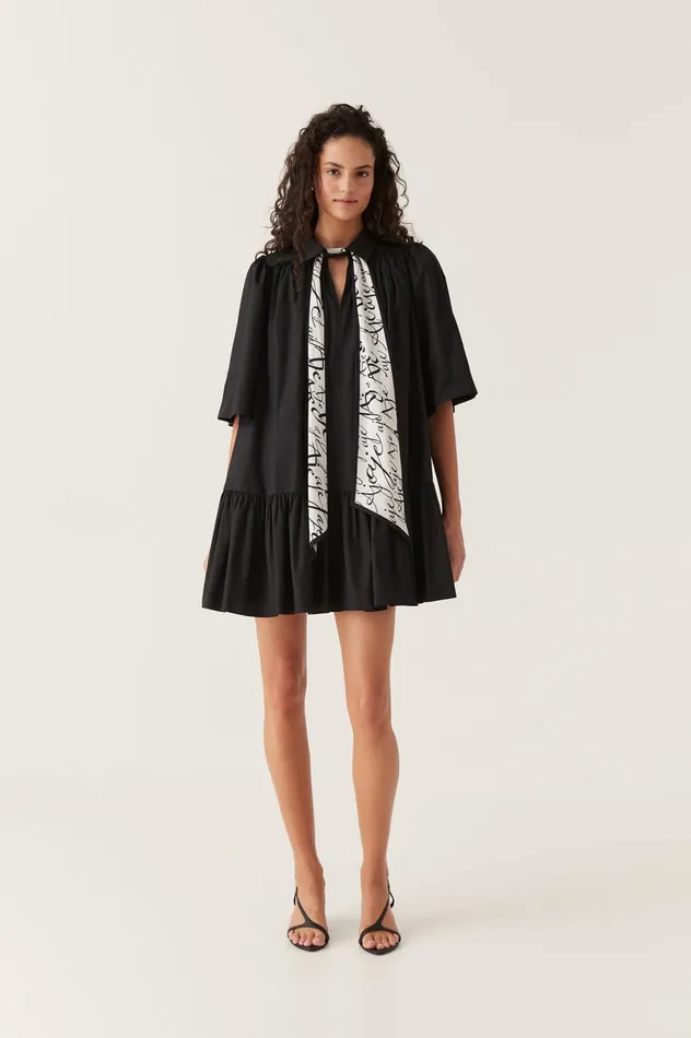 Chloe Scarf Mini Dress Blackivory Women Aje Hats 038 Scarves