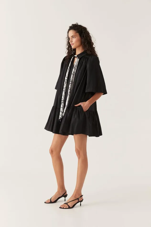 Chloe Scarf Mini Dress Blackivory Women Aje Hats 038 Scarves
