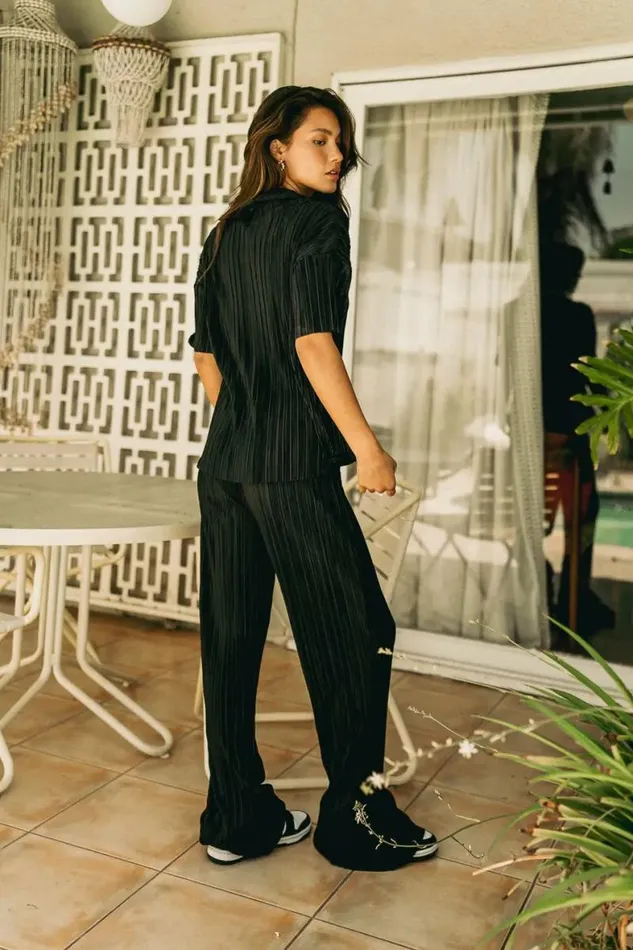 Clara Ribbed Pants In Black Black Women Bohme Sets