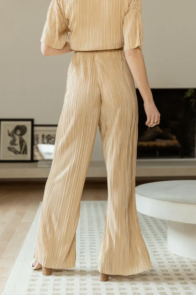 Clara Ribbed Pants In Champagne Champagne Women Bohme Sets