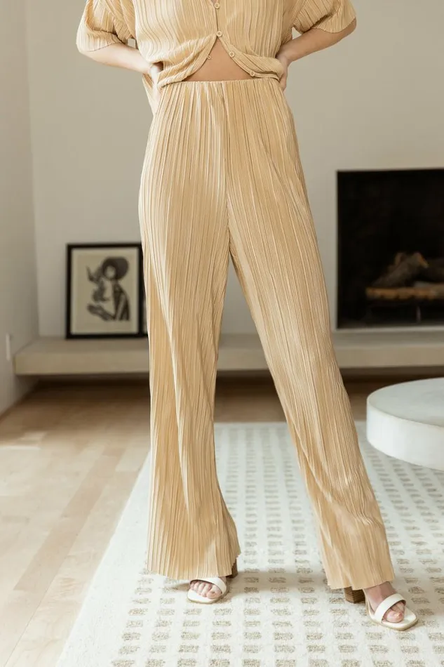 Clara Ribbed Pants In Champagne Champagne Women Bohme Sets