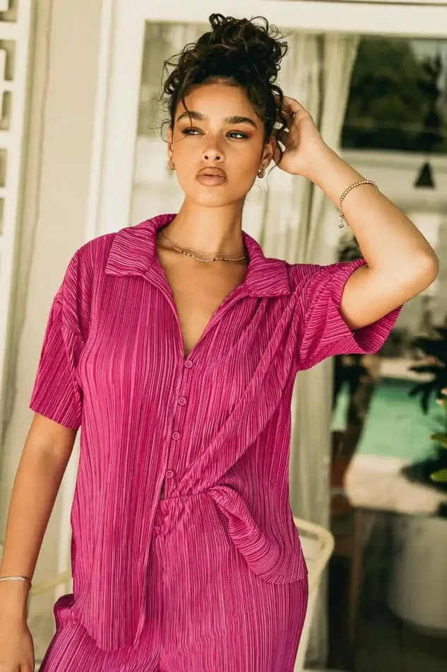 Clara Ribbed Top In Pink Pink Women Bohme Sets