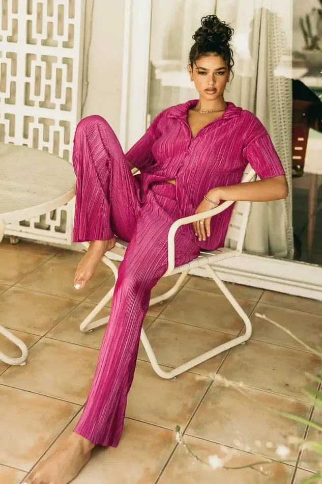 Clara Ribbed Top In Pink Pink Women Bohme Sets