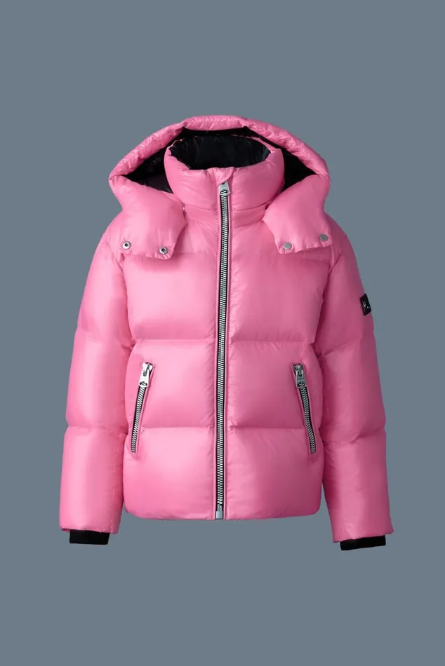 Coats and Jackets Kids Mackage JESSE Lustrous Light Down Jacket For Kids 814 Years Bright Pink