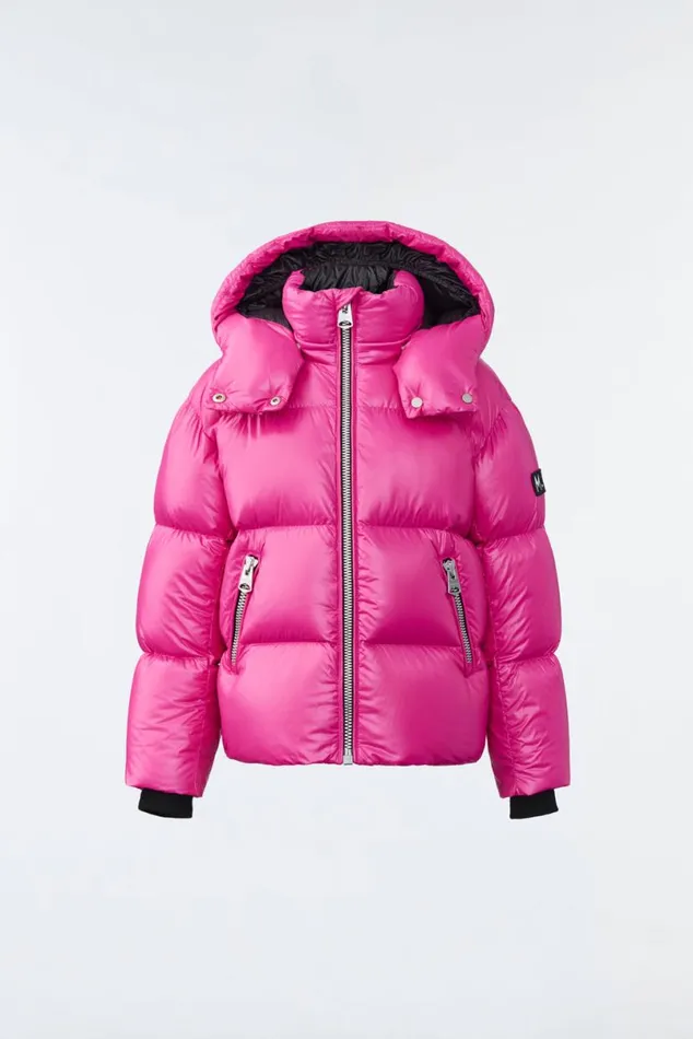 Coats and Jackets Kids Mackage JESSE Lustrous Light Down Jacket For Kids 814 Years Bright Pink