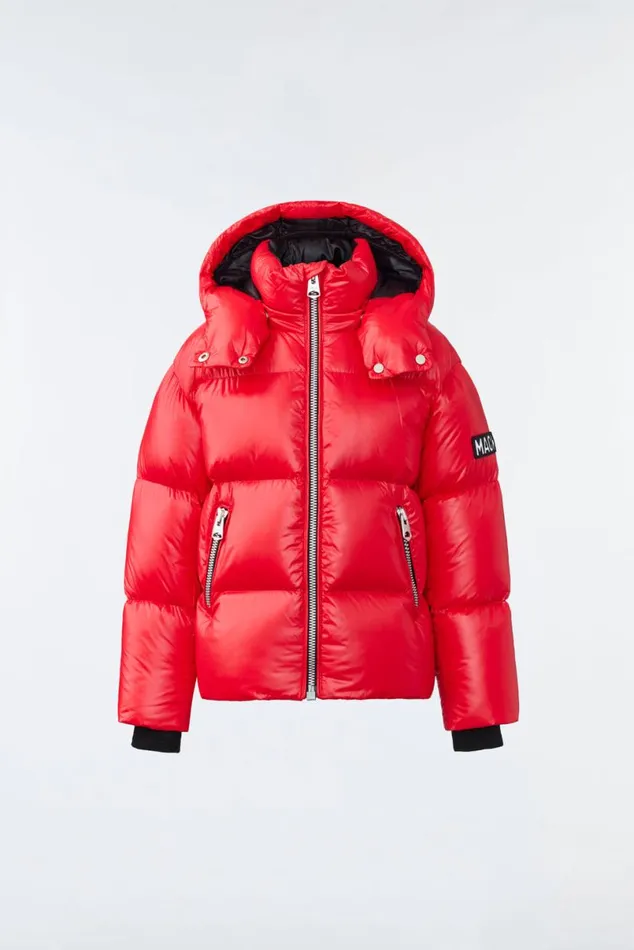 Coats and Jackets Kids Mackage JESSE Lustrous Light Down Jacket For Kids 814 Years Bright Pink