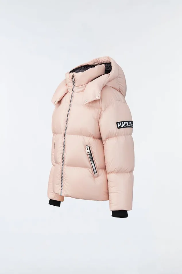 Coats and Jackets Kids Mackage JESSE Lustrous Light Down Jacket For Kids 814 Years Bright Pink
