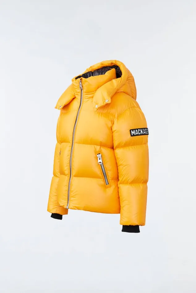 Coats and Jackets Kids Mackage JESSE Lustrous Light Down Jacket For Kids 814 Years Bright Pink