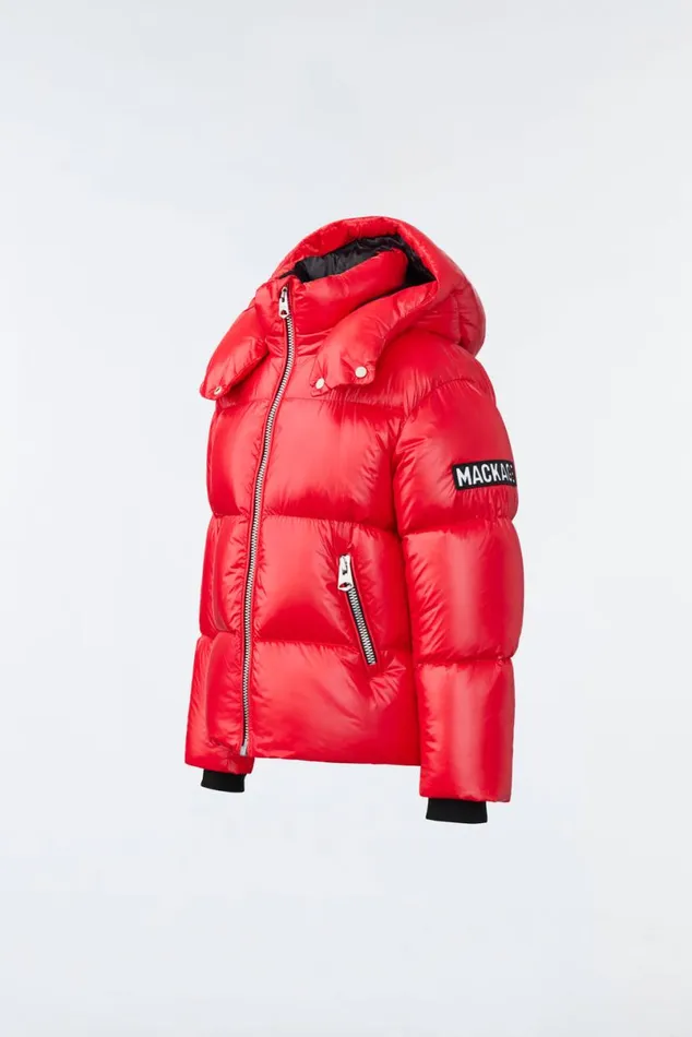 Coats and Jackets Kids Mackage JESSE Lustrous Light Down Jacket For Kids 814 Years Bright Pink
