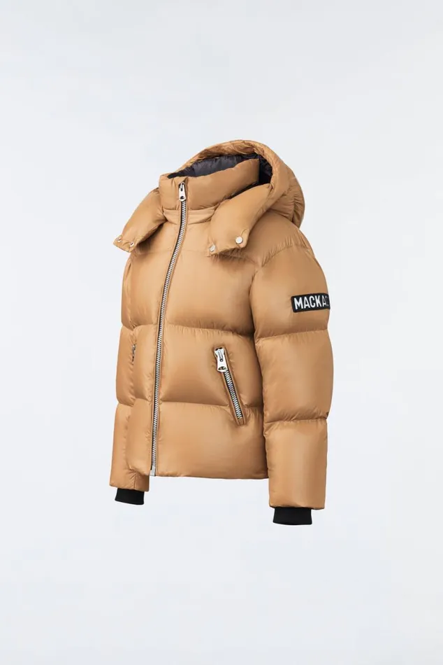 Coats and Jackets Kids Mackage JESSE Lustrous Light Down Jacket For Kids 814 Years Bright Pink