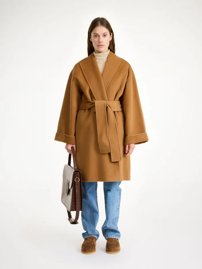 Coats and Jackets Women By Malene Birger Trullas Wool Coat Raw Sugar