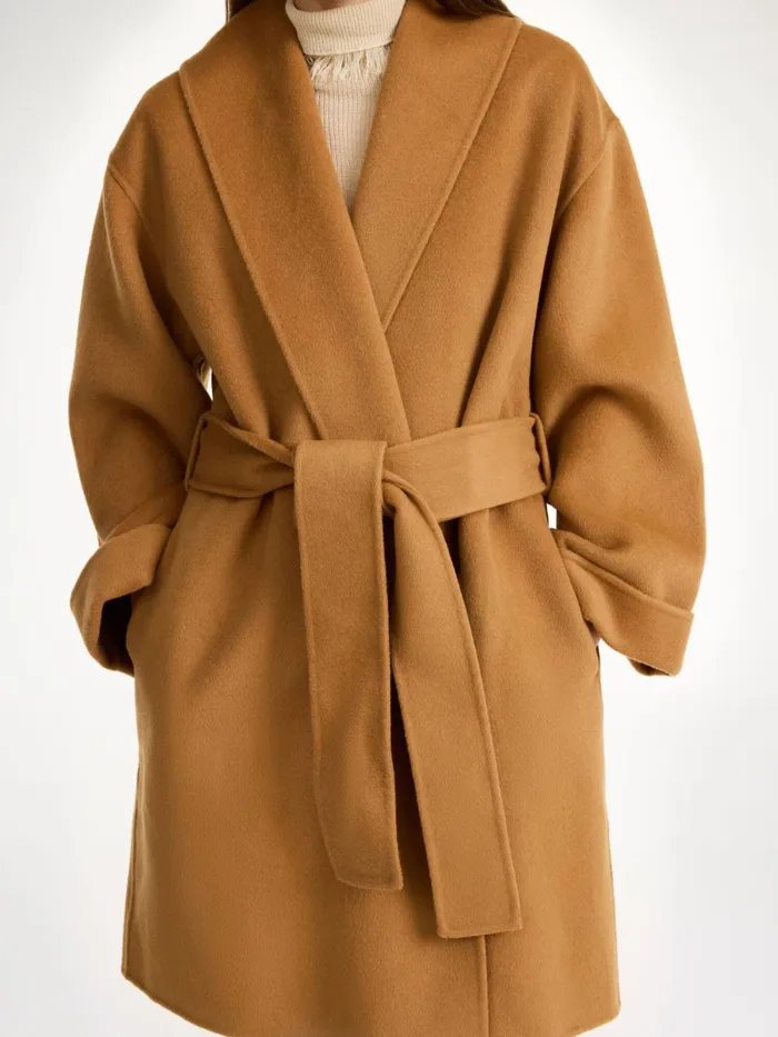 Coats and Jackets Women By Malene Birger Trullas Wool Coat Raw Sugar