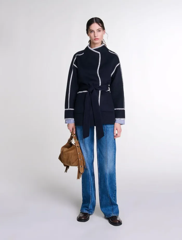 Coats Women Maje DoubleFaced Coat Navywhite