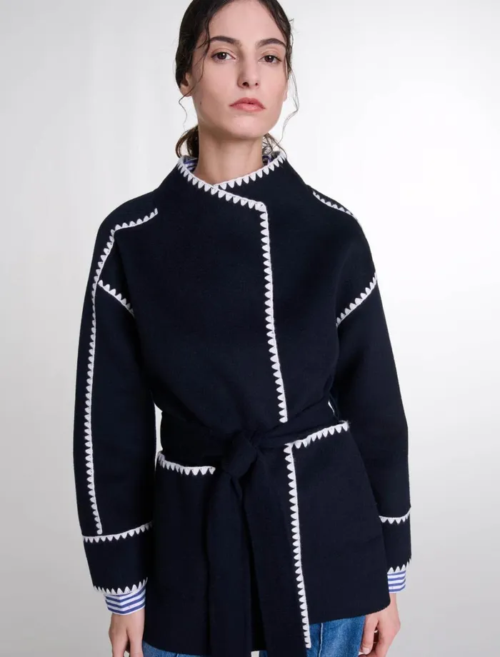 Coats Women Maje DoubleFaced Coat Navywhite