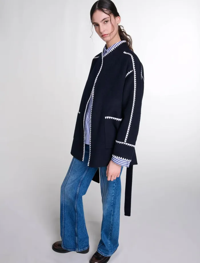 Coats Women Maje DoubleFaced Coat Navywhite